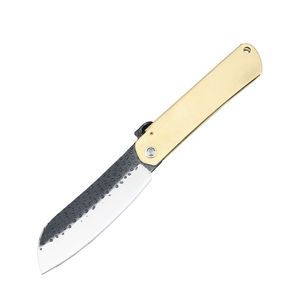 Coltello Tascabile Tattico con Lama Forgiata Giapponese e Manico in Ottone, Coltello Pieghevole <span class=keywords><strong>Higonokami</strong></span> per Campeggio ed EDC - Product Image 1