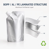 Pochette Doypack en aluminium argenté 500 ml pour eau, liquides, gelée de fruits, beurre de cacahuète, boissons – Emballage plastique