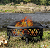 Brasero extérieur de 42 pouces en fer forgé noir, style ferme, sans fumée, pour le camping, avec écran anti-étincelles