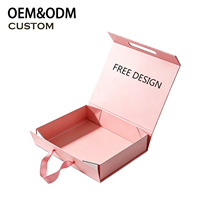 Caja de Regalo Plegable Magnética Rosa Personalizada con Forro de Esponja, Ecológica, con Asa de Cinta, Impresión a Color para Ropa, Embalaje Rígido Plegable