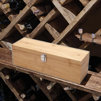 Modèle de personnalisation en bois de bambou LOGO Caisse à vin en bois de bambou avec ensemble d'outils Boîte de rangement du vin Cadeau pour amateur de vin