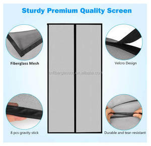 Malla de pantalla de fibra de vidrio negra moderna con red de puerta de pantalla de cierre magnético para puertas dobles francesas - Product Image 4