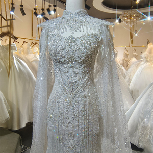 Vestidos de Novia de Lujo Estilo Sirena con Cuentas y Apliques, Cola de Capilla, Espalda Descubierta, Largo hasta el Suelo, LSML018 para - Product Image 6