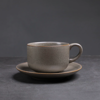 Ensemble de tasse et soucoupe à café en céramique rétro créative pour le thé de l'après-midi, le cappuccino, le latte ou l'utilisation au café