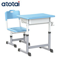 Ensemble de bureau et chaise d'étude réglables en métal à 1 tiroir, professionnel, moderne, confortable, durable, pour l'école, la salle de classe et le bureau à domicile