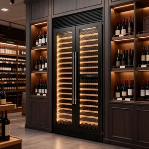 Refrigerador de Vino Tinto Comercial <span class=keywords><strong>Vertical</strong></span> de 316 Botellas, Dos Puertas de Vidrio, Tres Zonas de Temperatura Independientes - Product Image 2