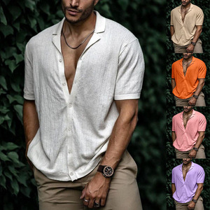 T-<span class=keywords><strong>shirt</strong></span> tricoté à manches courtes pour <span class=keywords><strong>homme</strong></span>, nouveau style été Europe-Amérique, antibactérien, confortable, décontracté, coupe ajustée, couleur unie - Product Image 1