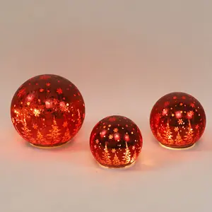 100 120 150 mm assortiti led illuminano la vernice rossa congelata ornamenti di palline di Natale con luci fatate