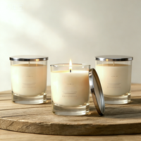 Bougie parfumée artisanale en cire de soja dans un bocal en verre de luxe, aromathérapie, logo personnalisé, marque privée, grand cadeau de mariage, cadeau de Noël