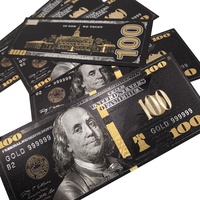 Billet de 100 dollars américain en feuille d'or noire, nouvelle pièce de monnaie de qualité supérieure
