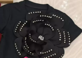 Camiseta de Verano para Niñas, Ecológica, de Algodón 3D, de Manga Corta, con Cuentas Bonitas, Cuello Redondo, Estilo Polo - Product Image 4