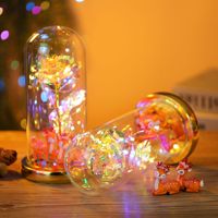 Lampe LED en forme de rose sous cloche en verre avec figurine, lampe à fleur éternelle Galaxie pour la décoration de la maison, cadeau pour la Saint-Valentin, un mariage ou Noël