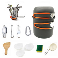Ensemble de cuisine portable pour pique-nique et camping, pour 1 à 2 personnes, matériel de plein air