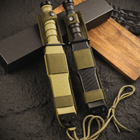 Couteau de survie robuste 5Cr15MoV à lame pleine, manche FRN, lame fixe semi-dentelée, couteau tactique de chasse et de camping avec étui