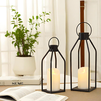 Candelabro Grande Moderno Negro, Decoración Rústica, Portavelas, Portavelas de Jarra, Portavelas de Palo con Vela LED