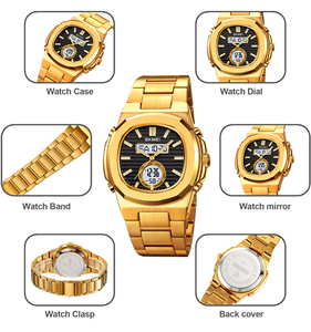 Montre numérique ronde SKMEI 2279 2024, 7 options de couleur, bracelet en acier inoxydable, étanche 30 m, double heure, chronographe, alarme - Product Image 4