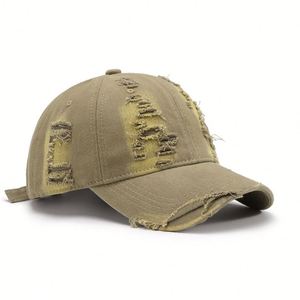 Casquette de baseball déchirée unie à blocs de couleur personnalisée, délavée, sportive, classique pour homme, 100 % coton, 6 panneaux, broderie quatre points - Product Image 1