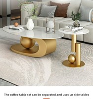Table basse ovale de luxe de haute qualité avec plateau en pierre frittée, style moderne et simple, pour salon italien.