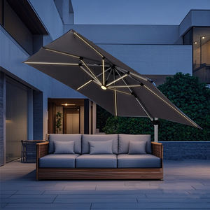 HOMFUL-Sombrilla de aluminio con tiras de luz LED, sombrilla grande para patio de 3x4m, ángulo de inclinación ajustable, sombrilla de jardín para exteriores - Product Image 6