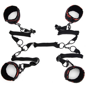 Adult Bondage Straps Flower Color Black With Metal Clips For <b>Bed</b> <b>Restraint</b> Use - Product Image 1