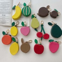 Schattig fruitvormig muntportemonneetje, mini leren muntentasje & sleutelhanger voor handtas