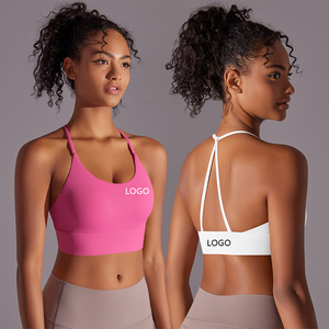 Sujetador acolchado deportivo de talla grande con espalda cruzada para gimnasio, ropa de yoga con cuello en U de alta calidad, cómodo, para <span class=keywords><strong>fitness</strong></span>, venta al por mayor, en el mercado de la XW-7015 - Product Image 1