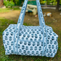 Sac fourre-tout matelassé personnalisé en coton imprimé floral écologique grande capacité fait main pour femme, sac à bandoulière d'été