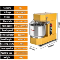 Industriële spiraaldeegkneeder, capaciteit 3 tot 100 kg, 3 snelheden, 240V, veiligheidsvergrendeling voor bakkerij, pizza en voedselverwerking