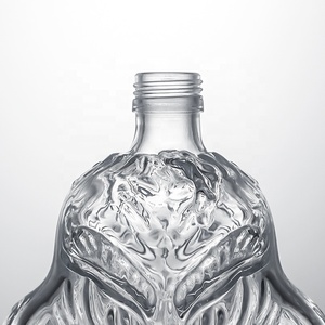 Venta caliente 500 ml 700 ml 750 ml botella redonda transparente de vidrio de pedernal rượu Vodka Tequila con tapas - Product Image 6