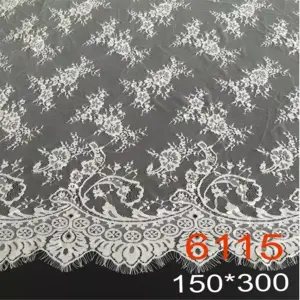 Factory Wholesale Transparent Nylon Fabric Guipure Silk Embroidered Lace Trim White Bridal Robe
