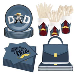 ชุดของตกแต่งวันพ่อ DAMAI ชุดจานชามสำหรับคุณพ่อที่ดีที่สุด ประกอบด้วยจานกระดาษและแก้วกระดาษแบบใช้แล้วทิ้งสำหรับงานเลี้ยงวันพ่อ - Product Image 3