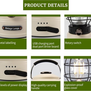 Classic Waterproof Portable LED Solar Lantern <b>Tent</b> for Outdoor Hiking Cold White Rattan <b>Hanging</b> Lamp for Camping - Product Image 2