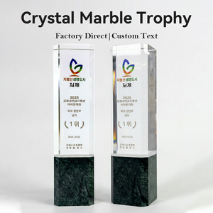 Trophée <span class=keywords><strong>en</strong></span> cristal K9 avec base <span class=keywords><strong>en</strong></span> marbre, sculpture 3D gravée au laser sur mesure, récompense pour champion de marathon, cadeau unique et abordable - Product Image 2