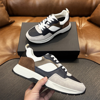 Sneakers en cuir à panneaux de luxe style Old Money, chaussures décontractées épaisses et amortissantes de créateur