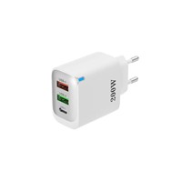 Chargeur rapide USB C 25W 3 ports QC PD avec LED pour Samsung Xiaomi Ordinateur portable Tablette Charge rapide protocole complet