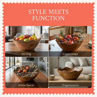 Bol à salade en bois FLYWOD pour fruits et légumes, bol à pâte en bois, vente en gros, bol à salade en bois de 12 pouces