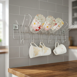 Support mural en métal pour tasses, support de rangement à un seul niveau pour vaisselle de cuisine, design simple et durable - Product Image 5
