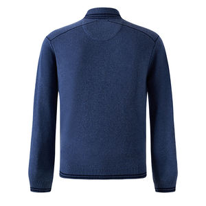 Suéter de lana merino de diseñador blusa abotonada con cuello levantado de fabricante de ropa informal para hombre - Product Image 3