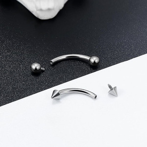 Pendientes de barra curva de aleación de titanio F136, para labio, ceja, ombligo, lengua, cartílago canino y de oreja, unisex, para uso diario - Product Image 2