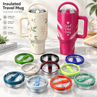 Gobelet isotherme de 40 oz avec poignée et paille, en acier inoxydable, réutilisable, compatible porte-gobelet, 100 % étanche