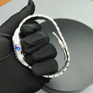 Topmerk VVS saffier horloges, hiphop stijl ijsblauwe kleur uitgeholde automatische mechanische designer horloges - Product Image 3