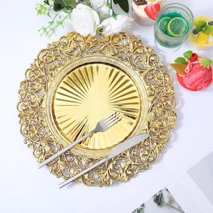 Assiettes et Plats : Assiettes de Présentation en Plastique Dorées de 13 et 15 Pouces pour Mariages et Restaurants - Product Image 3