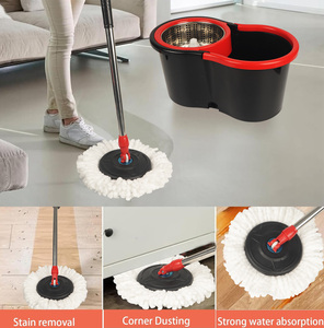 Ensemble Seau à Serpillière en Acier MSJ avec Manche Magique, Serpillière de Dieu à Double Entraînement, Vadrouille Rotative à Pression Manuelle pour le Nettoyage des Sols Domestiques - Product Image 5