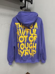 Sudadera con capucha de algodón grueso de gran tamaño personalizada para hombre con estampado de jarabe para la tos, ¡la más vendida! - Product Image 3