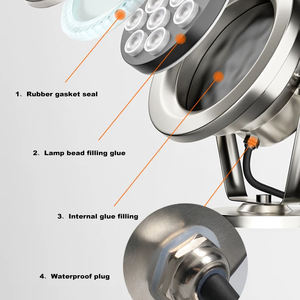 Lumière <span class=keywords><strong>stroboscopique</strong></span> sous-marine en acier inoxydable 304, luminaires LED sous-marins IP68 pour piscine, <span class=keywords><strong>fontaine</strong></span>, éclairage multicolore 6 couleurs - Product Image 5
