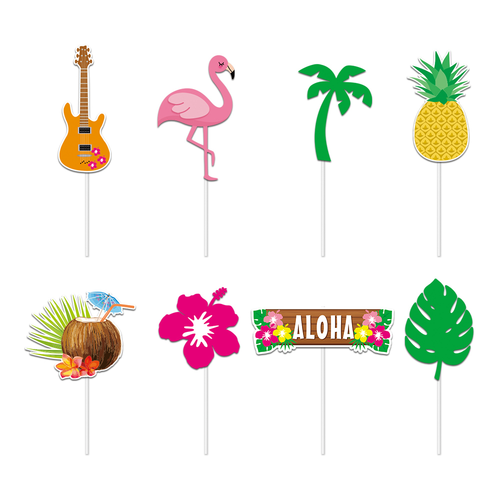 24 Stück Tropische Cupcake-Topper – Glitzer Hawaii-Deko Für Babyparty & Geburtstag