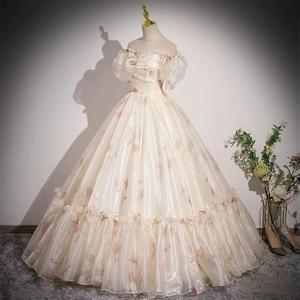 Off The Shoulder Ball Gown Evening Dress Floral Print Empire Waist Women's Formal Wear Birthday Party Banquet Dress - Product Image 2