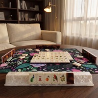 Set Mahjong Mewah Ubin Cokelat Bermotif Marmer Amerika, Set Mahjong Botani 160 Buah, Hadiah