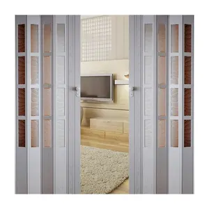 Puerta plegable para baño Barato Ahorre espacio Plástico PVC Decoración Sala de estar Diseño gráfico Puerta interior Shandong Modern