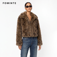 Nouveau design, manteau long chic à revers en fausse fourrure, veste luxueuse en peluche, vêtement d'extérieur doux et chaud pour l'hiver, vente en gros personnalisée de haute qualité